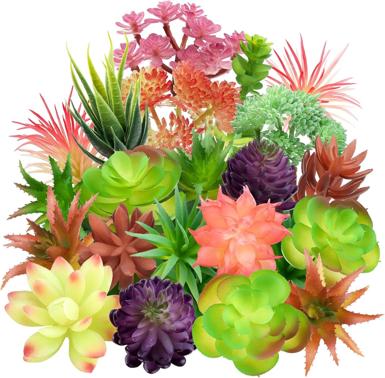 22PCS Colorful Artificial Succulent Plants for Small Potted Plants, Mini Fake Succulents for DIY Crafts, Home Garden, Office, Party & Table Decorations (No Pots)